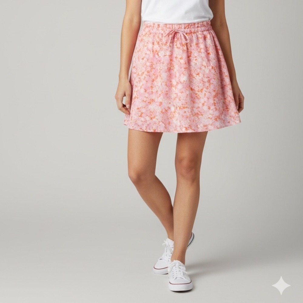 Abound‎ Coral Pink Tarry Floral Mini Skirt Small NWT